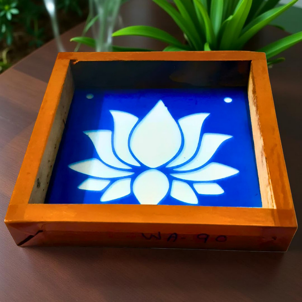 Unikraf  Lotus Flower Rangoli Stencil Wooden 5X5 Inches Pack of 1 piece