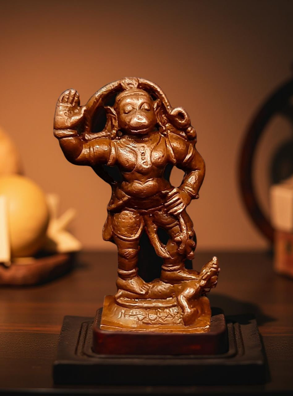 Sacred Copper Hanuman Idol – 2.1 Inches, 60 Grams, Handmade Antique Patina Finish, Pack of 1 Piece