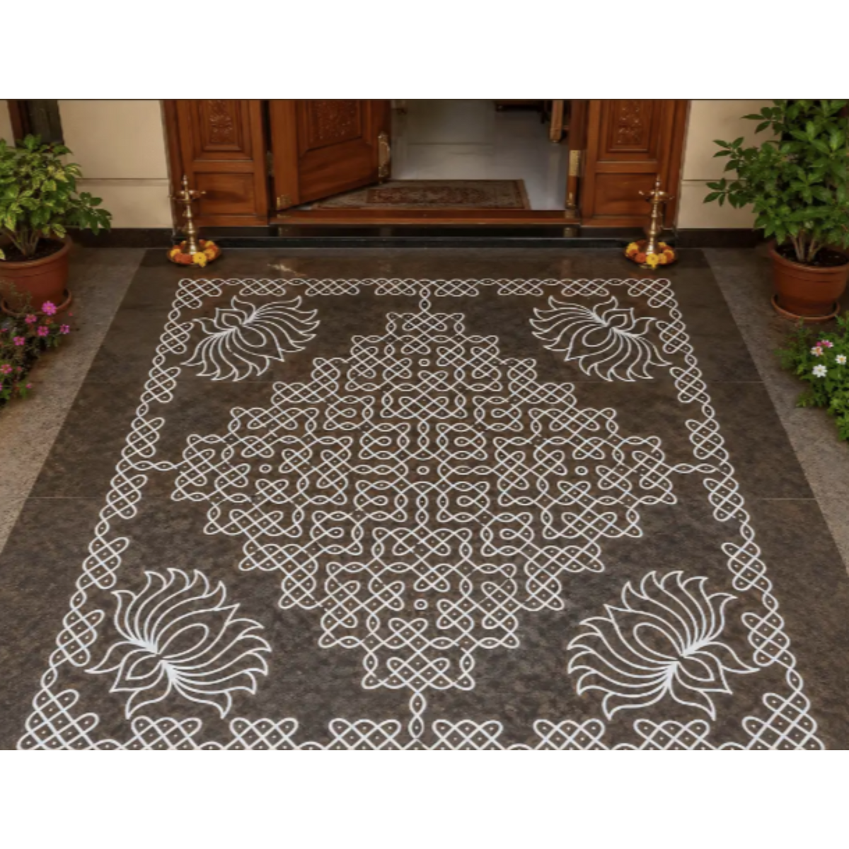 Biggest Lotus Pulli Kolam Stencil : 40 Inch -WJ4007 : Unikraf Yantra