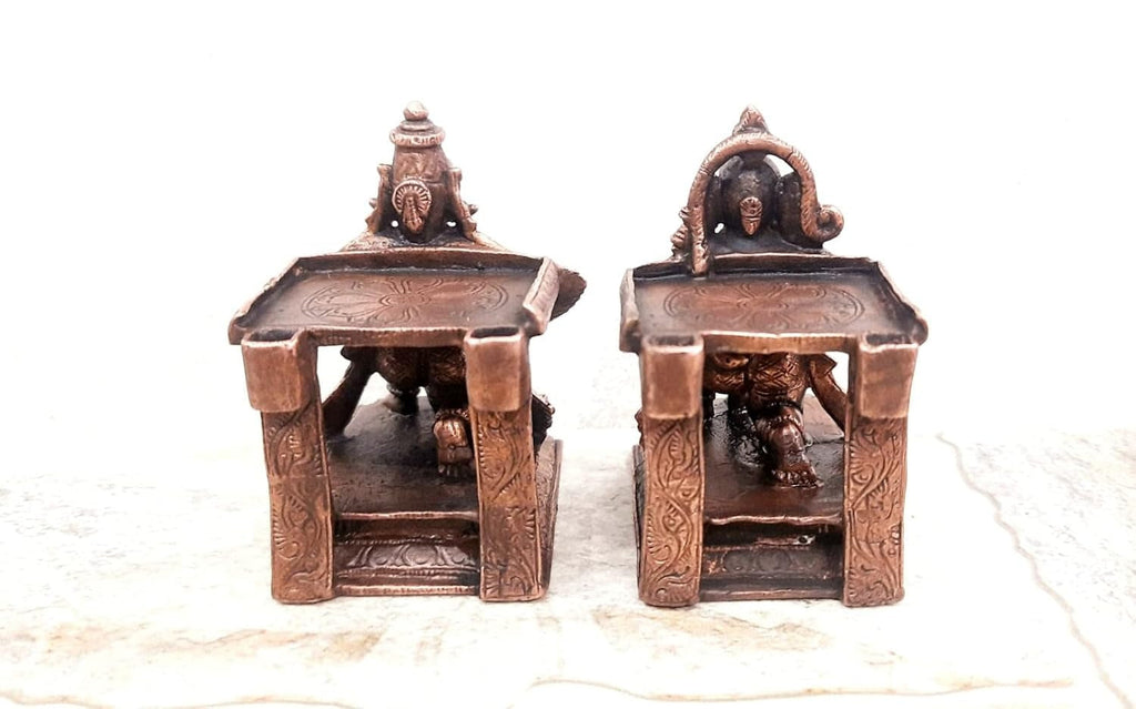 Brownish-Orange Copper Idols, 7.5 Cm, Handmade Hanuman And Garuda Combo 610 G, Patina Antique Finish, Pack Of 1 Piece