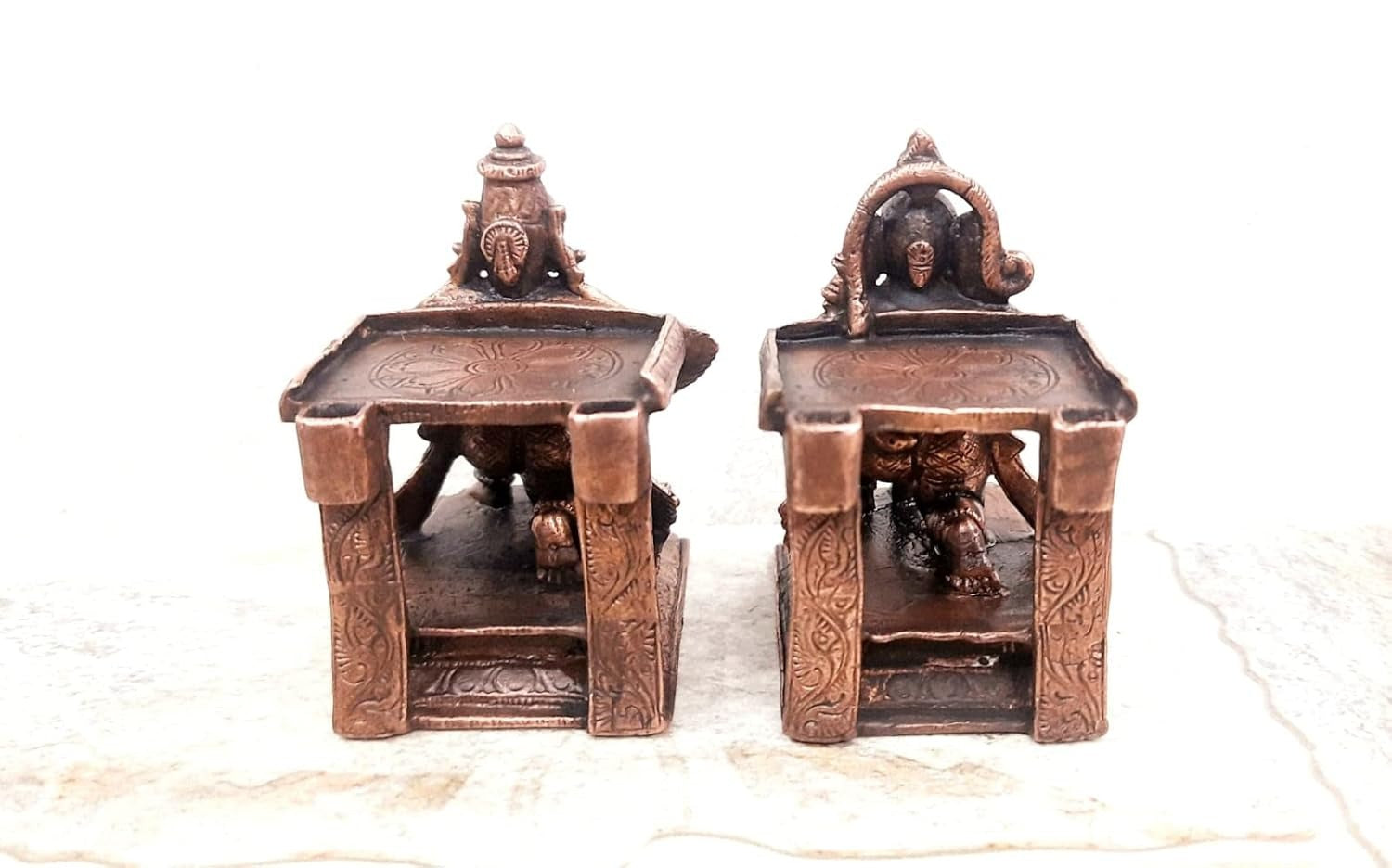 Brownish-Orange Copper Idols, 7.5 Cm, Handmade Hanuman And Garuda Combo 610 G, Patina Antique Finish, Pack Of 1 Piece