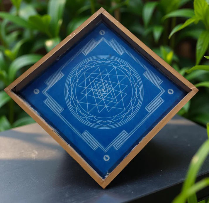 Unikraf  Sri Chakra Yantra  Rangoli Stencil Wooden 10x10 Inches Pack of 1 piece