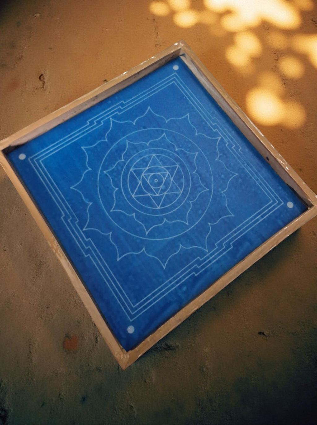 Unikraf Surya Mandala Yantra 2 Rangoli Stencil Wooden 13x13 Inches Pack of 1 piece