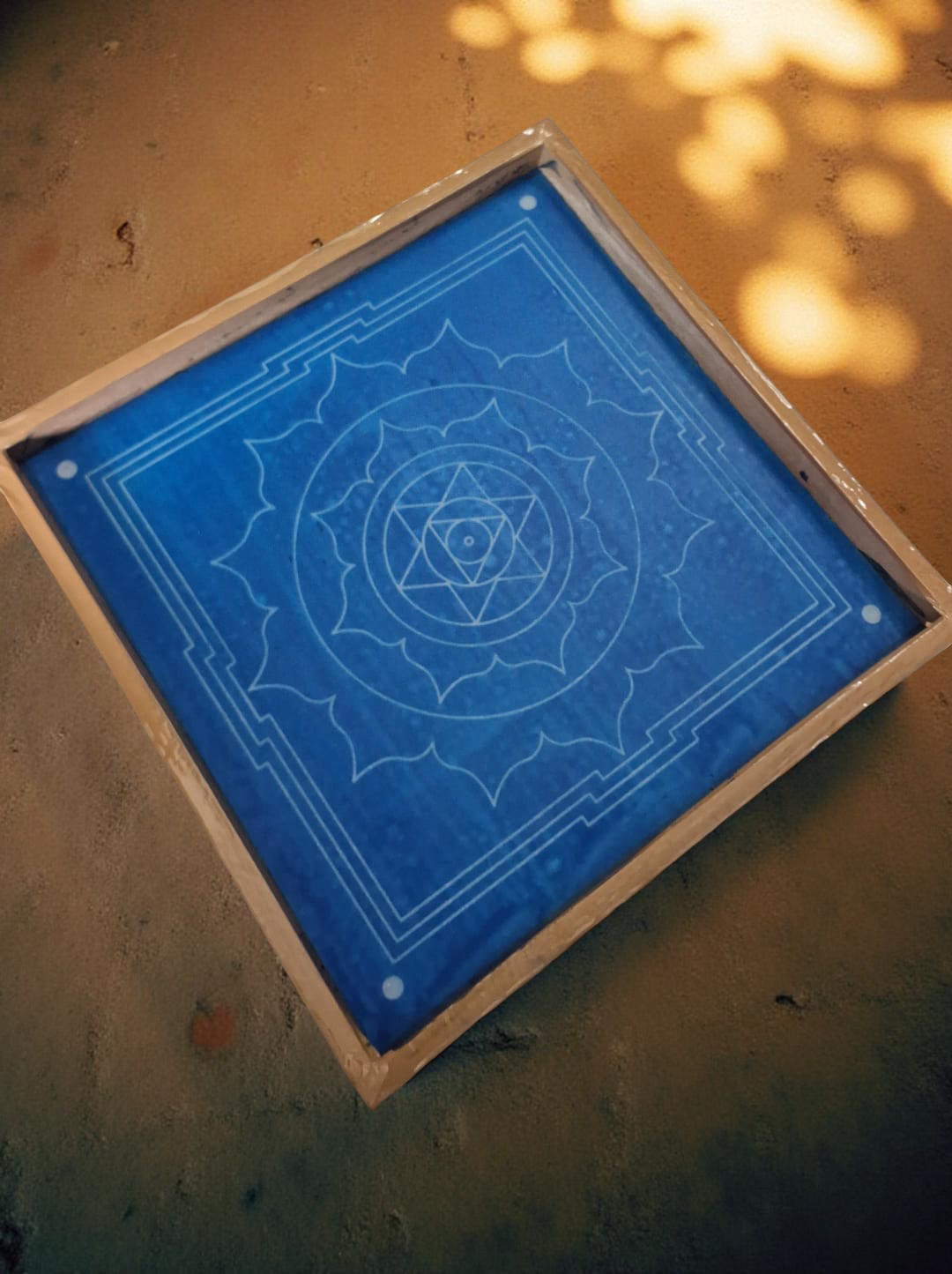 Unikraf Surya Mandala Yantra 2 Rangoli Stencil Wooden 13x13 Inches Pack of 1 piece