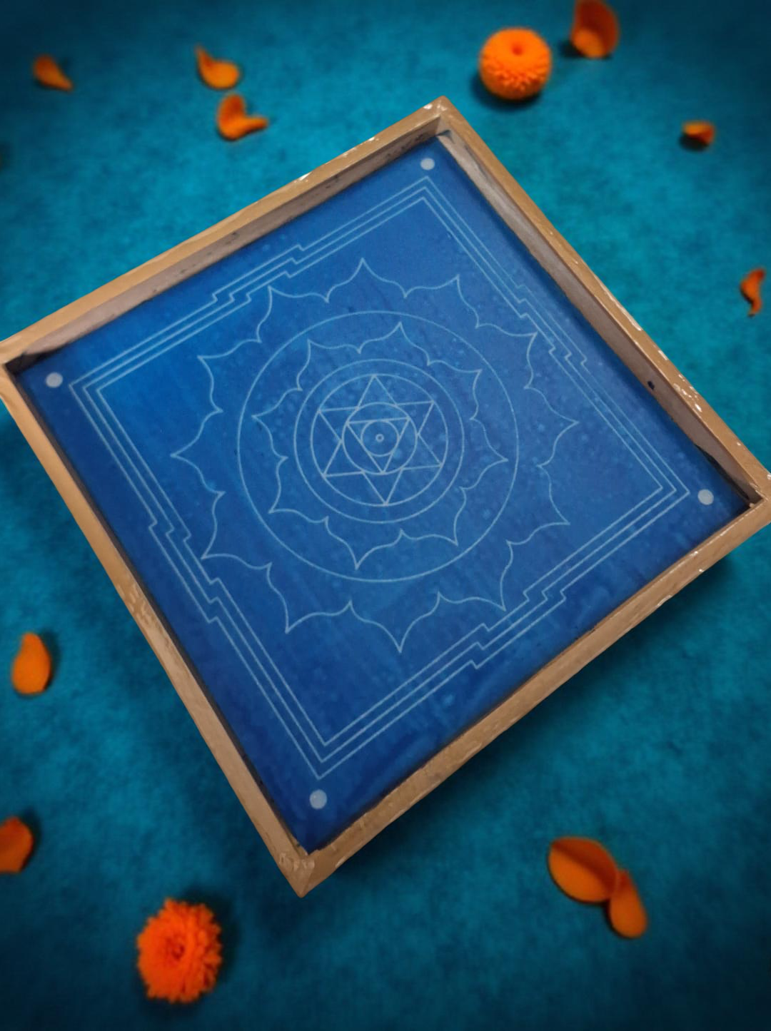Unikraf Surya Mandala Yantra 2 Rangoli Stencil Wooden 13x13 Inches Pack of 1 piece