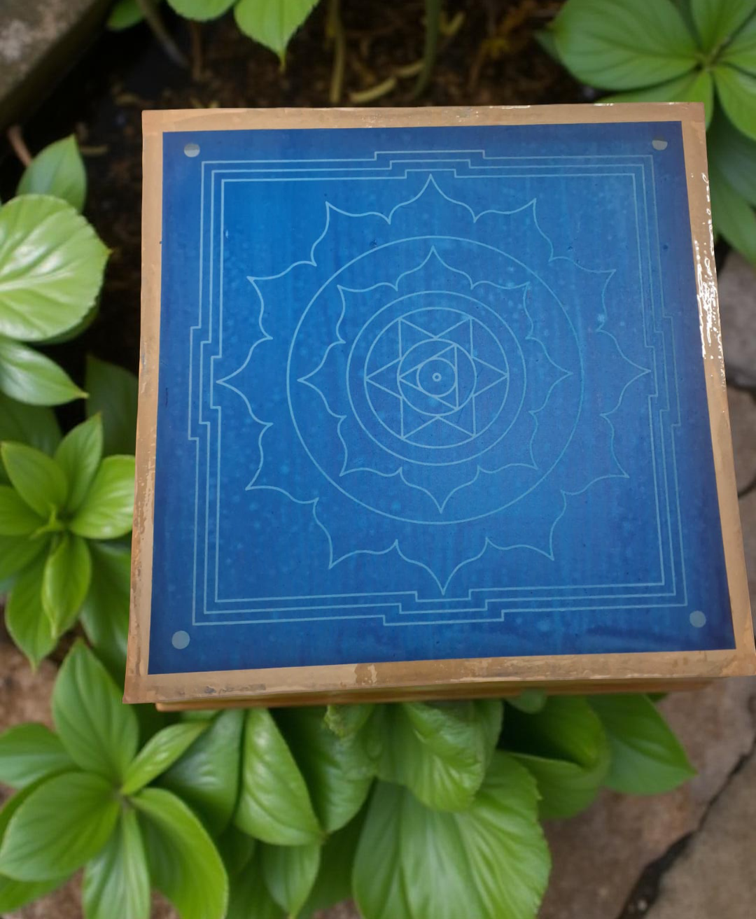 Unikraf Surya Mandala Yantra 2 Rangoli Stencil Wooden 13x13 Inches Pack of 1 piece
