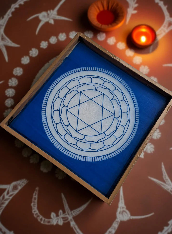 Unikraf Sudarshana Mandala 1 Yantra Rangoli Stencil Wooden 13x13 Inches Pack of 1 piece