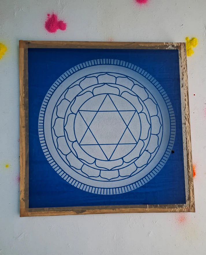 Unikraf Sudarshana Mandala 1 Yantra Rangoli Stencil Wooden 13x13 Inches Pack of 1 piece