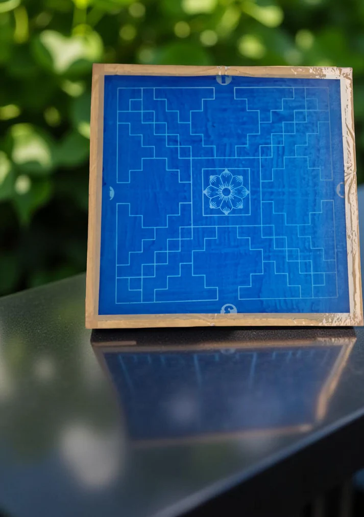 Unikraf Sarvabhotra Mandala Yantra Rangoli Stencil Wooden 13x13 Inches Pack of 1 piece