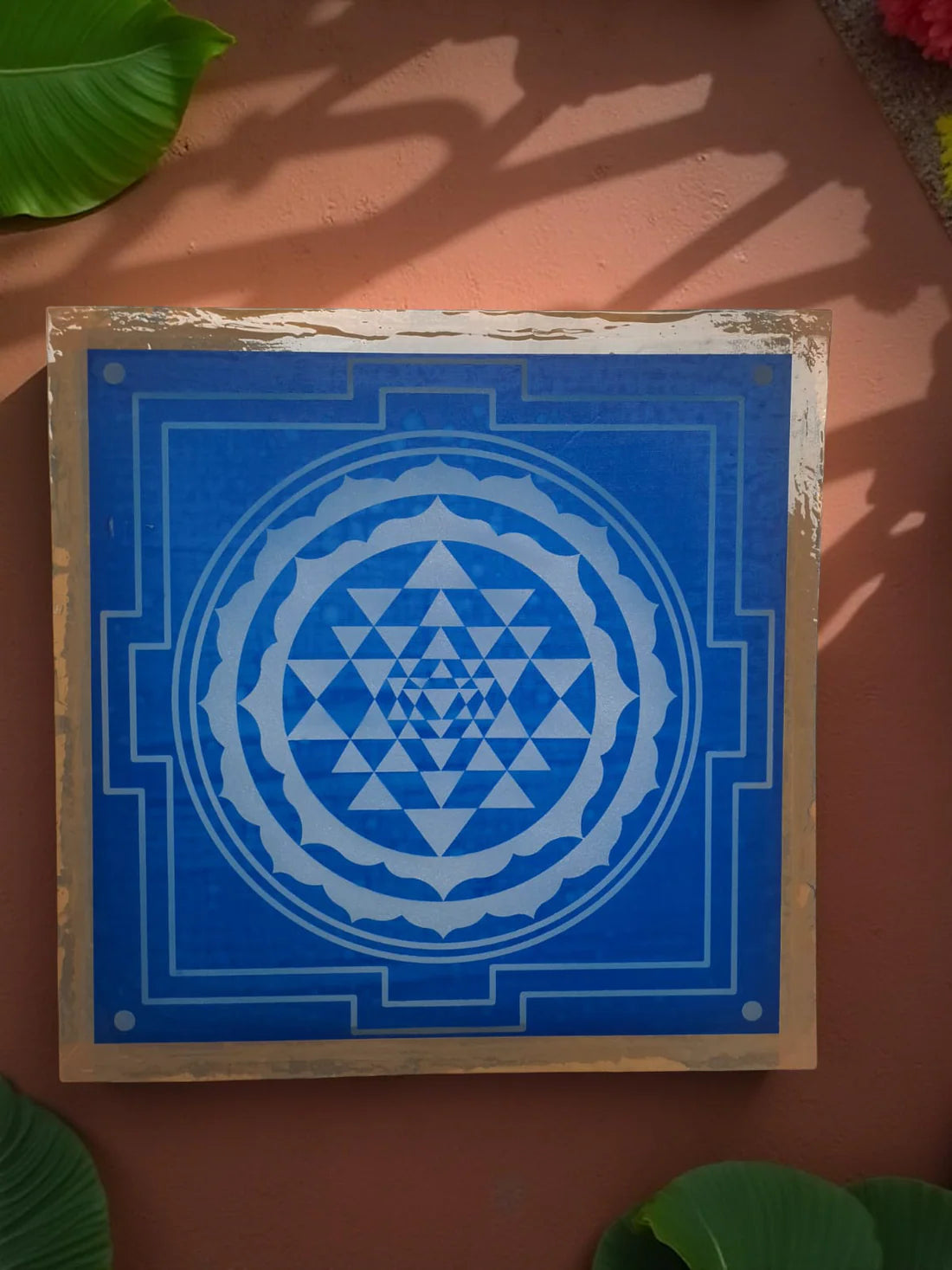 Unikraf  Sri Chakra Yantra Rangoli Stencil Wooden 13x13 Inches Pack of 1 piece