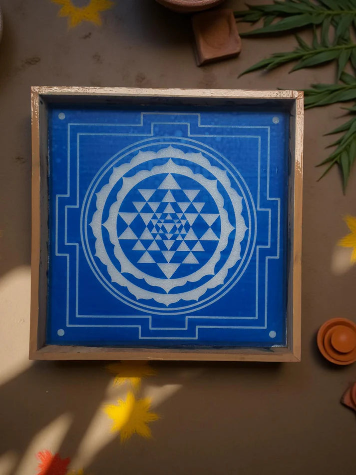 Unikraf  Sri Chakra Yantra Rangoli Stencil Wooden 13x13 Inches Pack of 1 piece