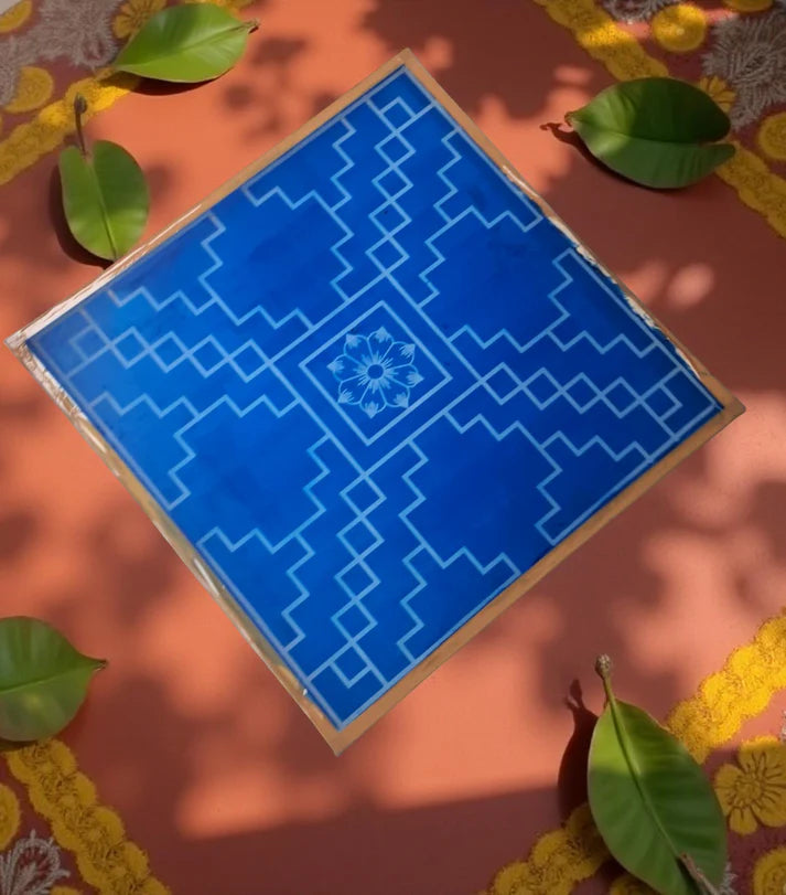 Unikraf  Jumbo Sarvabhotra Mandala Yantra Rangoli Stencil Wooden 30x30 Inches Pack of 1 piece