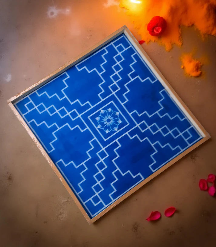 Unikraf  Jumbo Sarvabhotra Mandala Yantra Rangoli Stencil Wooden 30x30 Inches Pack of 1 piece