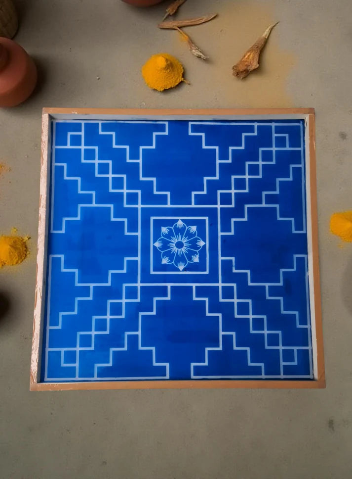 Unikraf  Jumbo Sarvabhotra Mandala Yantra Rangoli Stencil Wooden 30x30 Inches Pack of 1 piece