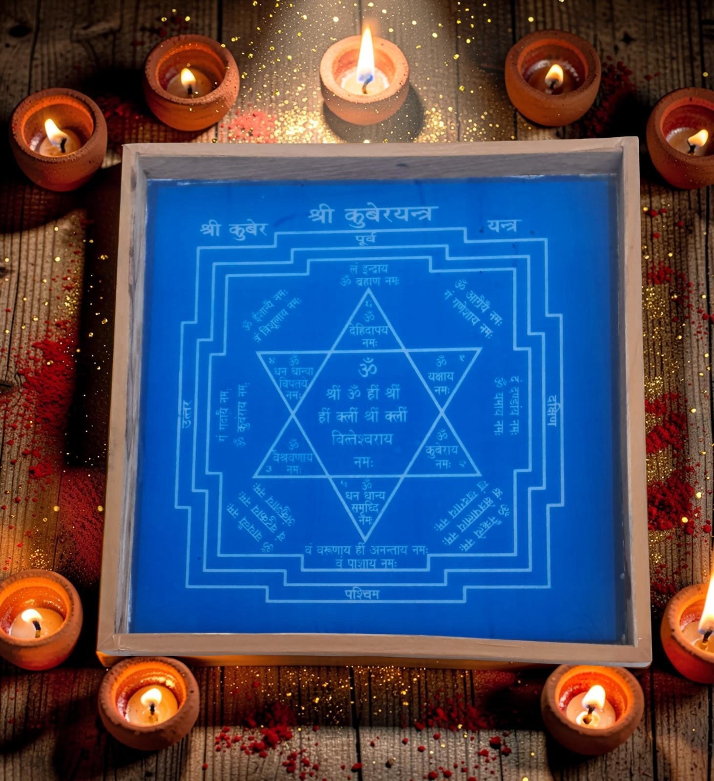 Shri Kubera Yantra Rangoli Design Stencil Wooden Pack of 1 piece