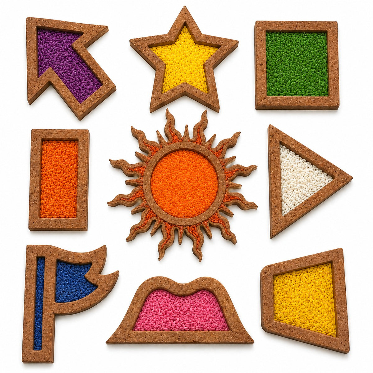 Navagraha OPEN Set  Rice & Grain Rangoli Stencil | Reusable MDF Pooja Saanche for Homam, Pooja & Festival Decoration -Unikraf