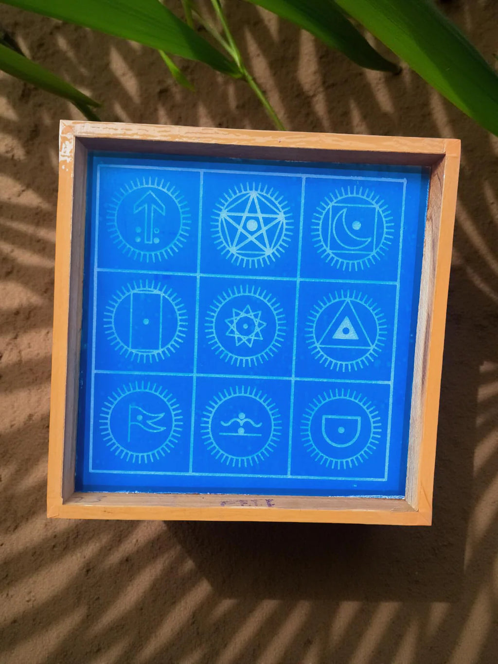 Unikraf Navagraha Mandala Yantra Rangoli Stencil Wooden 10x10 Inches Pack of 1 piece