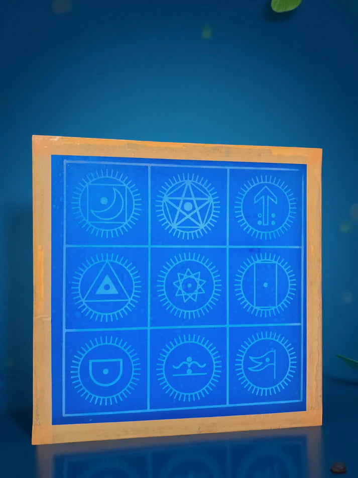 Unikraf Navagraha Mandala Yantra Rangoli Stencil Wooden 16x16 Inches Pack of 1 piece