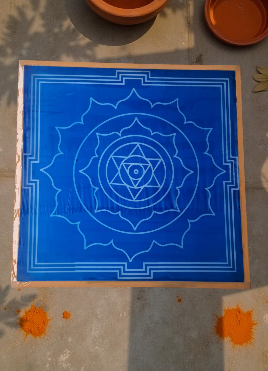 Unikraf Jumbo Surya Mandala Yantra 2 Rangoli Stencil Wooden 30x30 Inches Pack of 1 piece