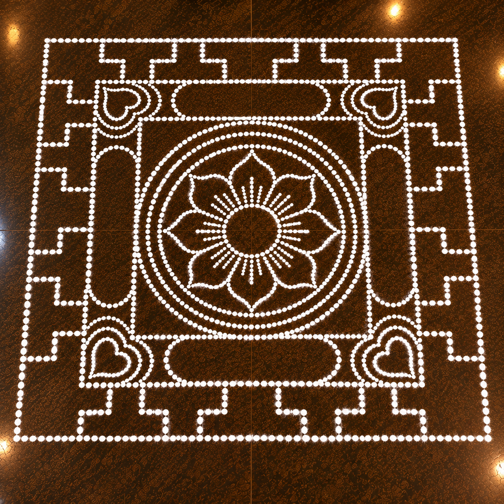Bhadrakam Flex Stencil _3.5 Feet x3.5 feet| Traditional Floral Mandala Kolam Design | Reusable Rangoli Stencil for Pooja, Festivals & Spiritual Decor
