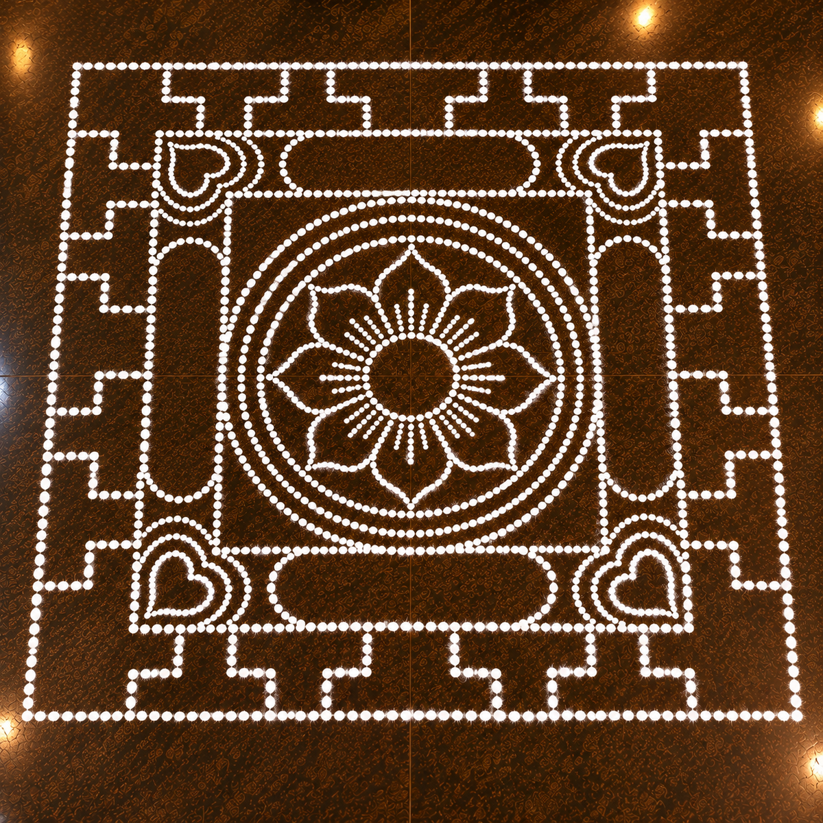 Bhadrakam Flex Stencil _3.5 Feet x3.5 feet| Traditional Floral Mandala Kolam Design | Reusable Rangoli Stencil for Pooja, Festivals & Spiritual Decor