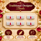 Traditional White Tilak Designer Bindi Set of 6 | Premium Forehead Stickers for Pooja, Festivals & Daily Wear