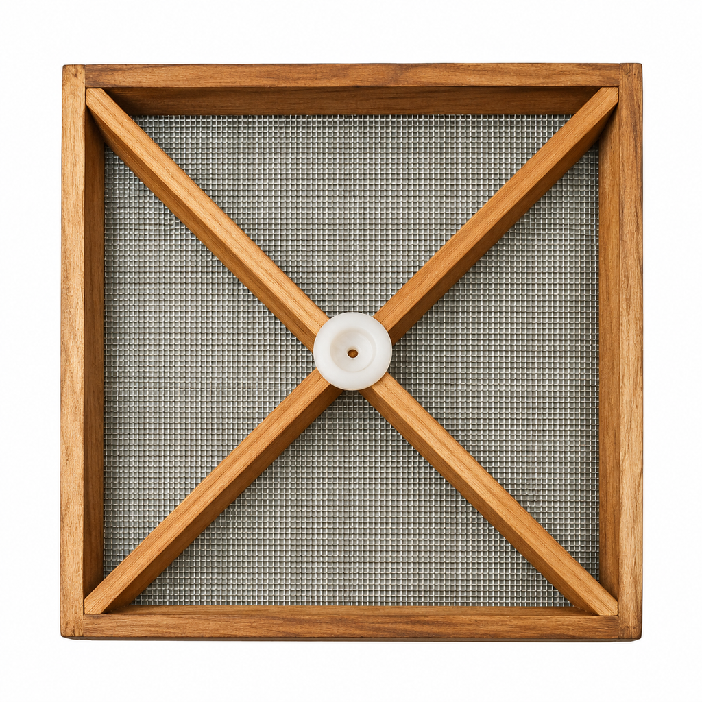 Teak Wood Stainless Steel Net Kadumthudi Rangoli Stencil – 7 Inches