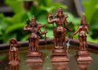Brownish-Orange Copper Idols Of God Ram Darbar, 6 Inch, 1.6 Kg, Patina Antique Finish, Pack Of 4 Piece