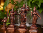Brownish-Orange Copper Idols Of God Ram Darbar, 6 Inch, 1.6 Kg, Patina Antique Finish, Pack Of 4 Piece