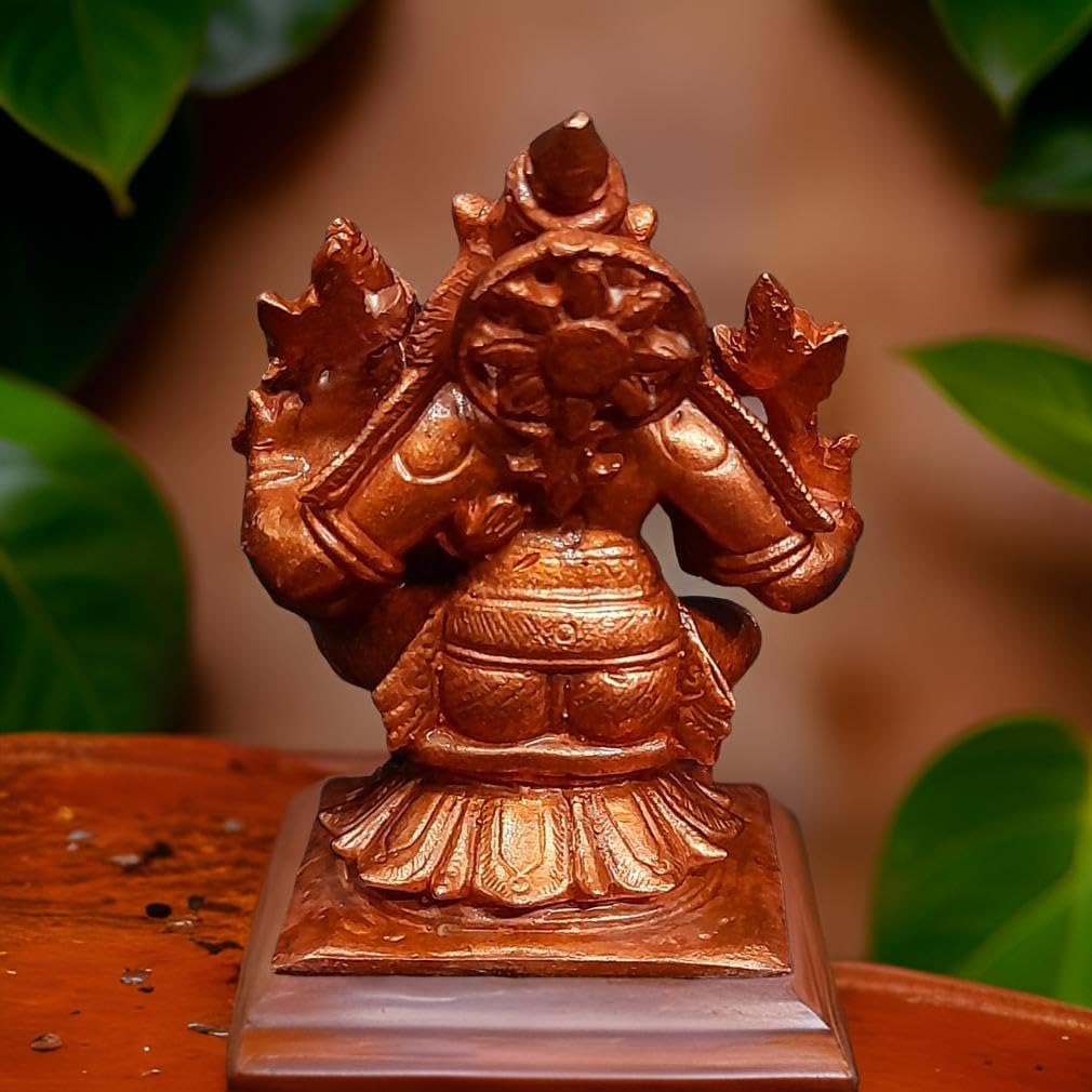 Brownish-Orange Copper Idols India, 2.6 Inches, Handmade Bhu Varaha Perumal, 250G, Patina Antique Finish, Pack Of 1 Piece