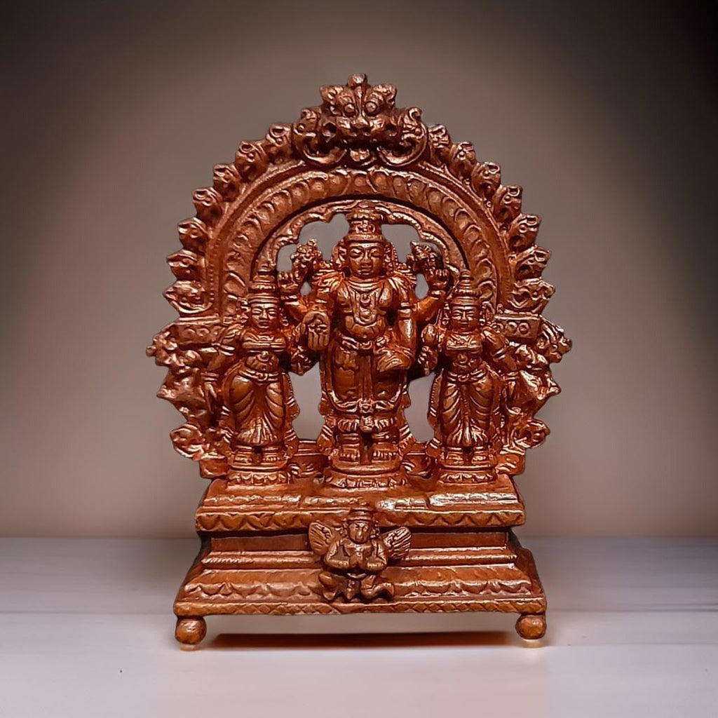 Sacred Copper Srinivasa Perumal Idol – 6 cm, 131 Grams, Handmade Antique Patina Finish, Pack of 1 Piece