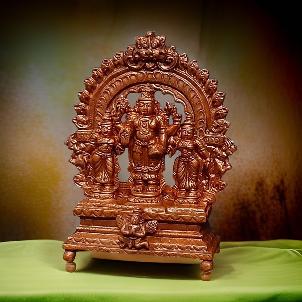 Sacred Copper Srinivasa Perumal Idol – 6 cm, 131 Grams, Handmade Antique Patina Finish, Pack of 1 Piece