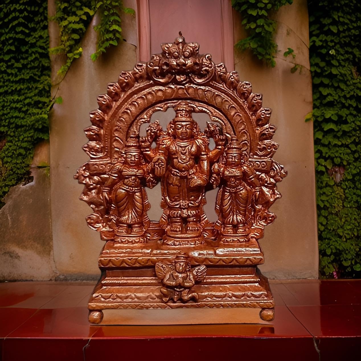 Sacred Copper Srinivasa Perumal Idol – 6 cm, 131 Grams, Handmade Antique Patina Finish, Pack of 1 Piece