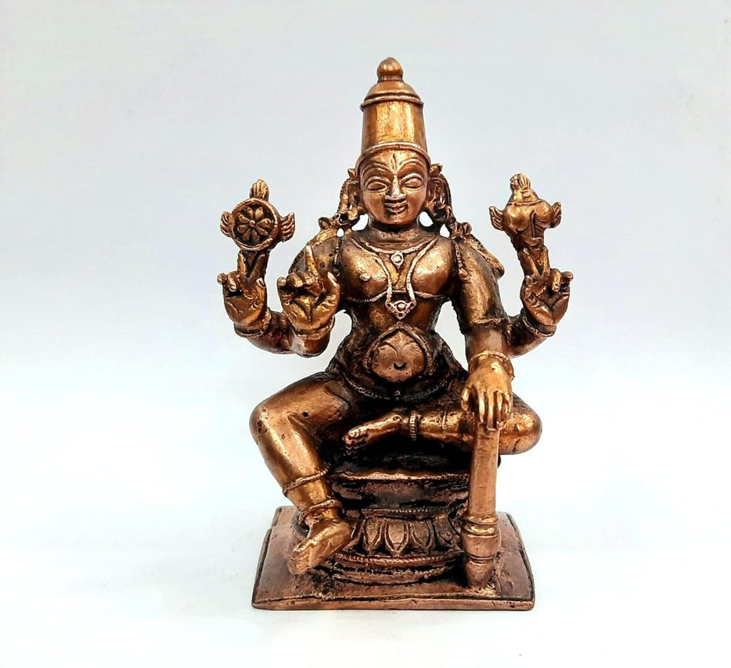 Sacred Handmade Copper Vishwaksena Idol, 3.3 Inches, 292 Grams, Antique Patina Finish, Pack of 1 Piece