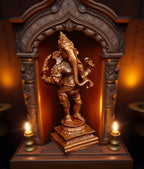 Brown Copper Idols India, 3.3 Inches, Handmade Standing Ganesh Idol 139Gram, Patina Antique Finish, Pack Of 1 Piece