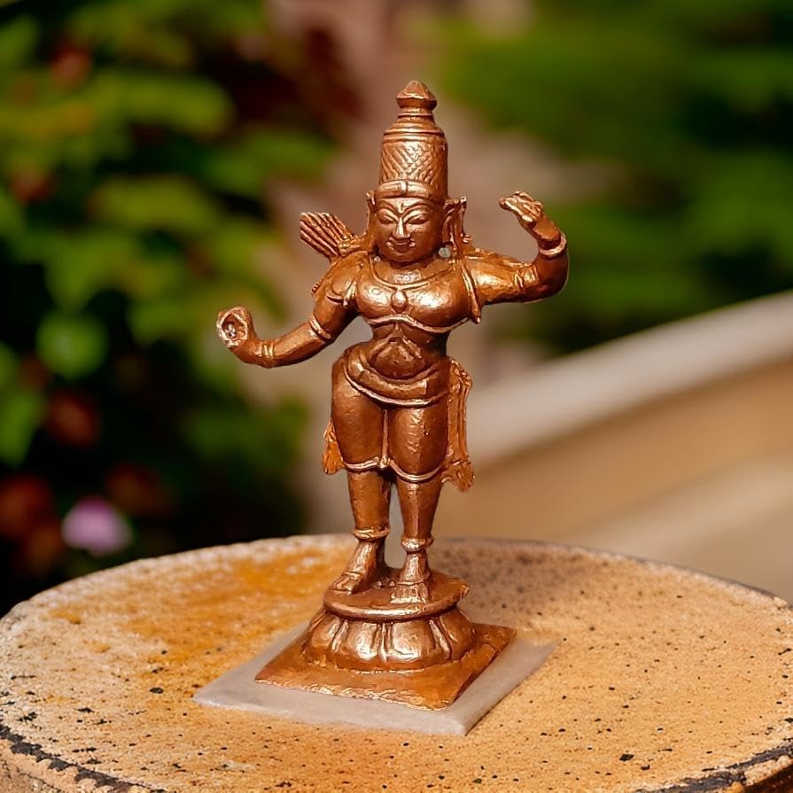 Sacred Copper Lord Rama Idol – 2 Inches, 35 Grams, Handmade Patina Antique Finish, Pack of 1 Piece