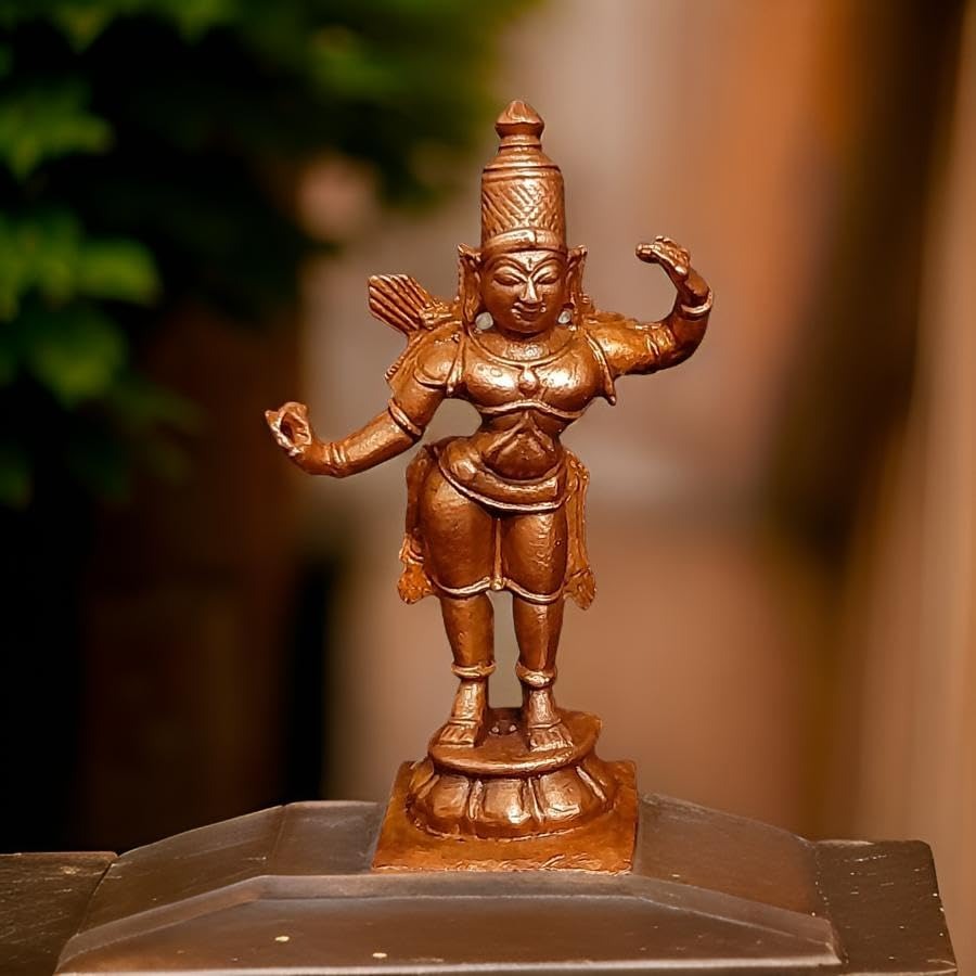 Sacred Copper Lord Rama Idol – 2 Inches, 35 Grams, Handmade Patina Antique Finish, Pack of 1 Piece