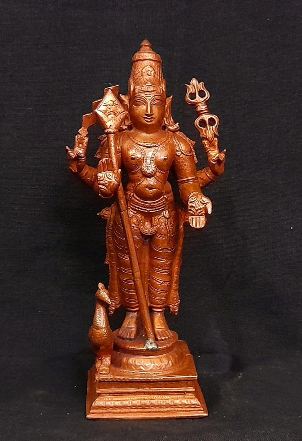 Brownish-Orange Copper Idols Of God Murugar By Unikraf , 6.2 Inches, 780G, Patina Antique Finish, Pack Of 1 Piece