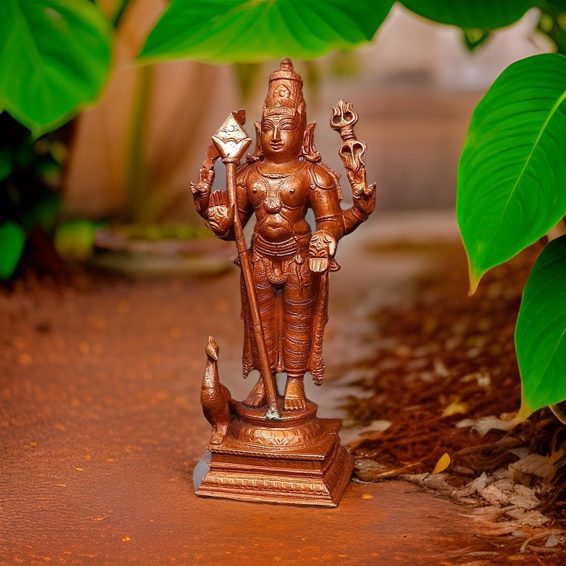 Brownish-Orange Copper Idols Of God Murugar By Unikraf , 6.2 Inches, 780G, Patina Antique Finish, Pack Of 1 Piece