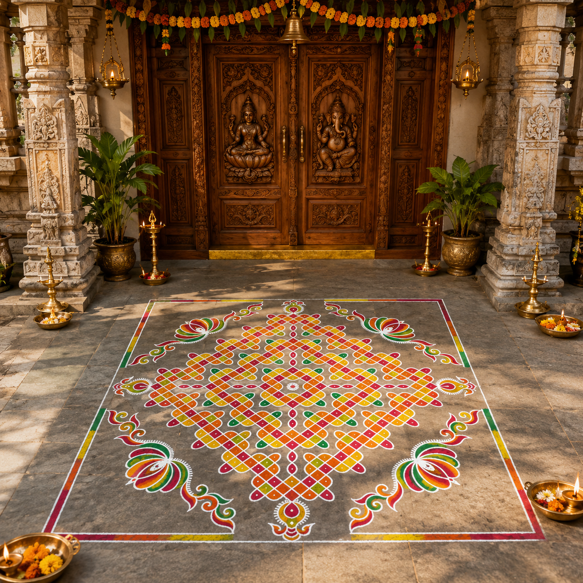 Biggest Maha Ananta Kolam Stencil : 40 Inch - WJ4008 -  Unikraf Yantra