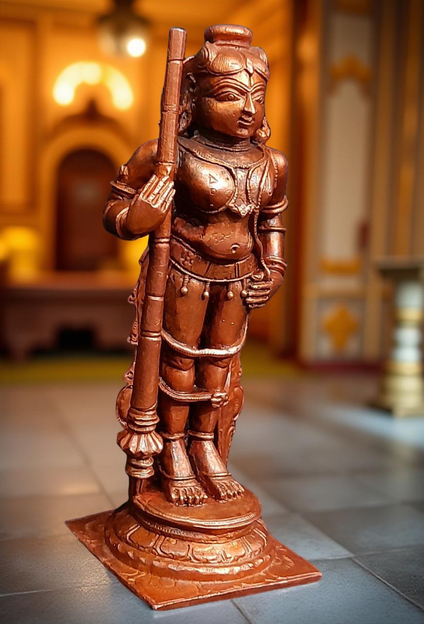 Brown Copper Idols Of Udupi Krishna, 5.7 Inches, 650G, Handmade Pack Of 1 Piece