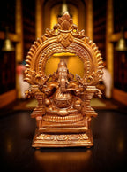 Sacred Little Ganesha with Prabhavalli Solid Copper Idol – 3 Inches | 100 Grams | Antique Patina Finish | Handcrafted Temple Murti | Unikraf