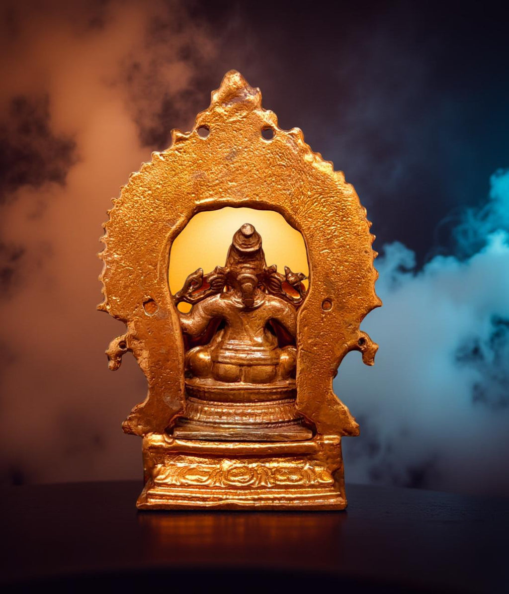 Sacred Little Ganesha with Prabhavalli Solid Copper Idol – 3 Inches | 100 Grams | Antique Patina Finish | Handcrafted Temple Murti | Unikraf