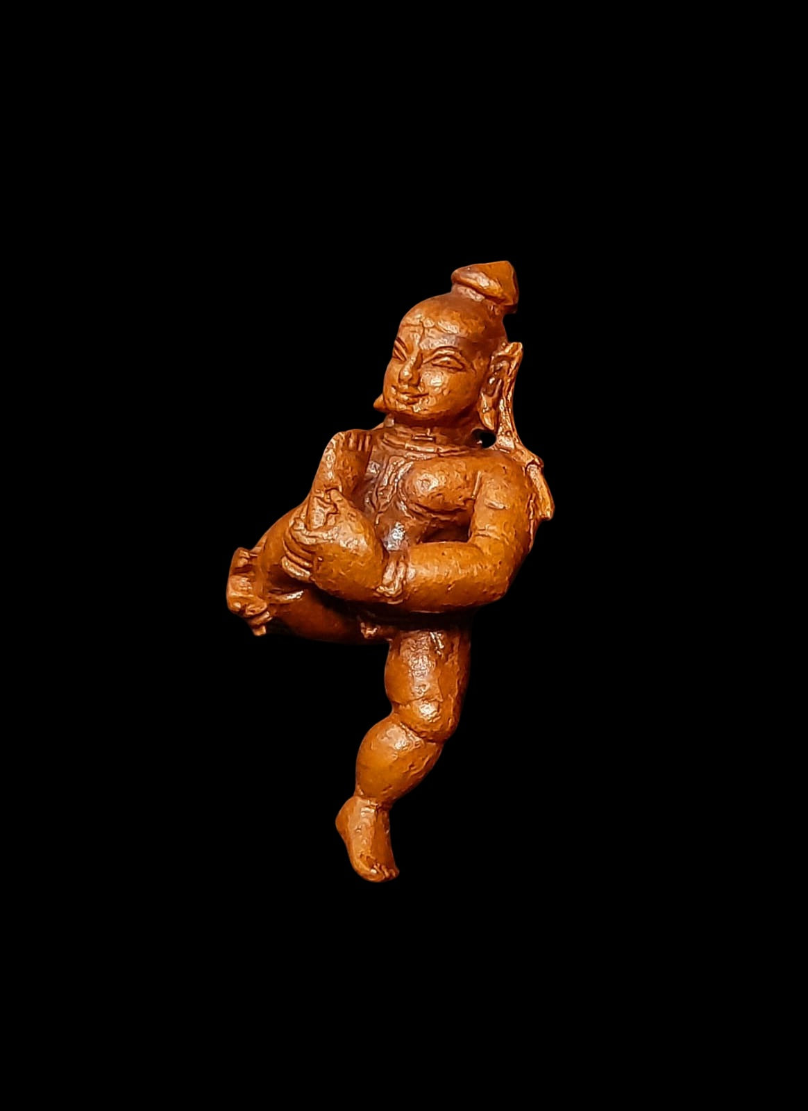 Brownish-Orange Copper Bal Krishna Sucking His Toe, 2.1 Inches,, 60G, Patina Antique Finish, Pack Of 1 Piece