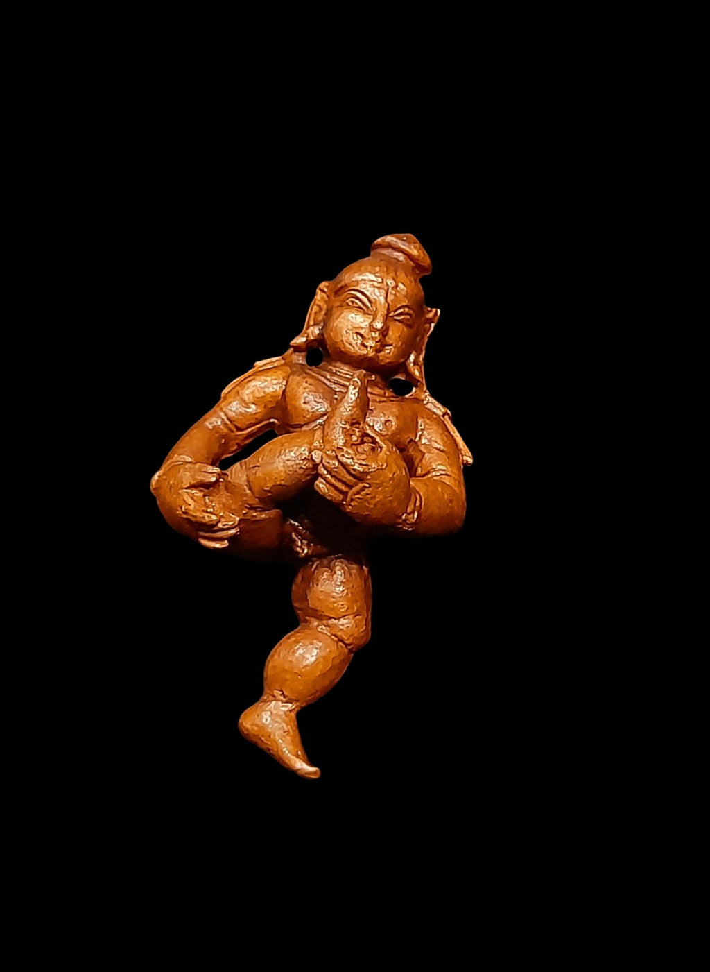 Brownish-Orange Copper Bal Krishna Sucking His Toe, 2.1 Inches,, 60G, Patina Antique Finish, Pack Of 1 Piece