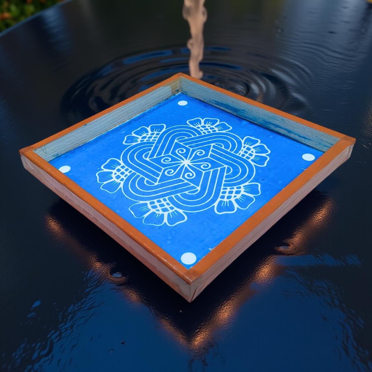 Unikraf Flower Padi Kolam Rangoli Stencil – 10×10 Inch Reusable Wooden Frame Template for Pooja Room, Entrance & Festival Decoration | Pack of 1