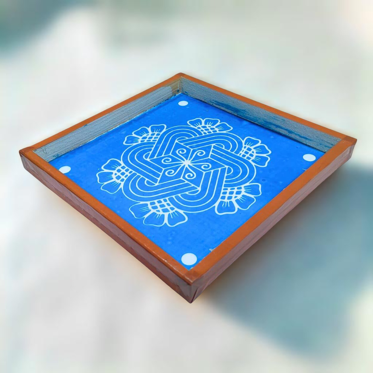 Unikraf Flower Padi Kolam Rangoli Stencil – 10×10 Inch Reusable Wooden Frame Template for Pooja Room, Entrance & Festival Decoration | Pack of 1