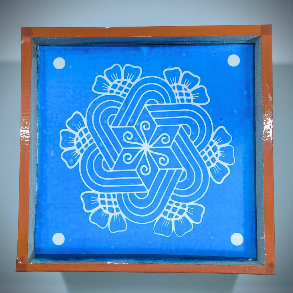 Unikraf Flower Padi Kolam Rangoli Stencil – 10×10 Inch Reusable Wooden Frame Template for Pooja Room, Entrance & Festival Decoration | Pack of 1